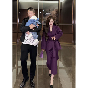 董小姐高端定制套装女羊毛呢外套半身裙两件高级感秋冬一整套穿搭