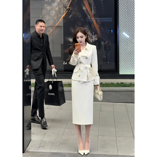 董小姐高端定制早春套装 风衣半身裙淡人高知穿搭一整套 女气质短款