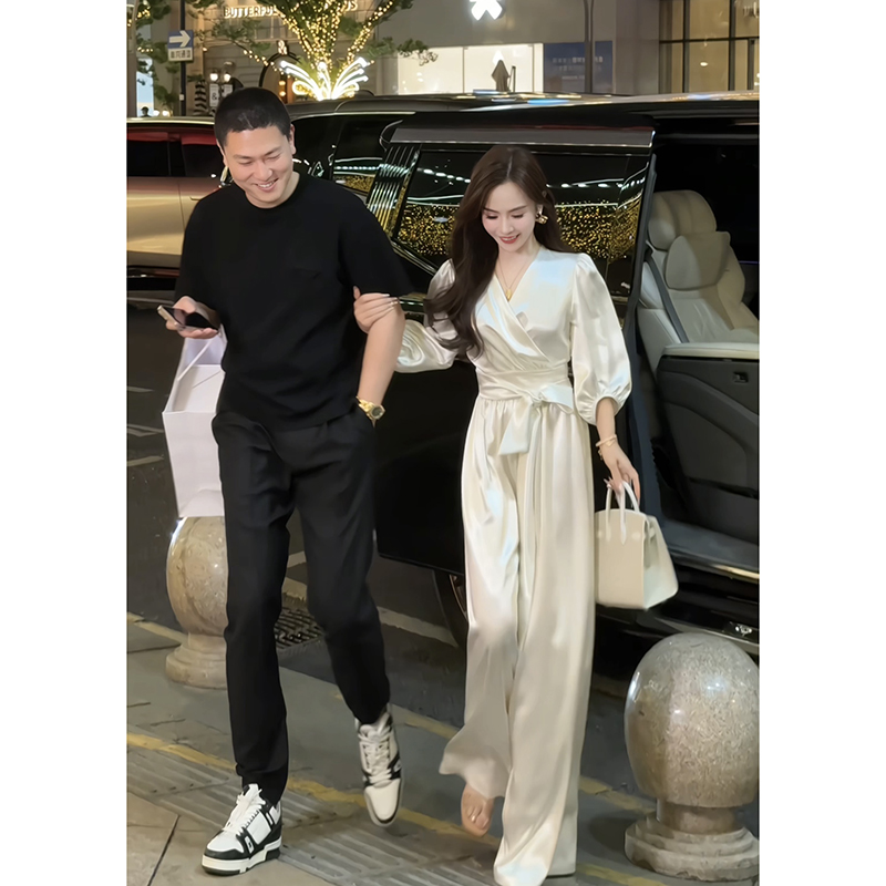 董小姐高端定制醋酸上衣阔腿裤子套装女夏2025新款五一穿搭一整套