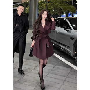 小个子双排扣中长款 春季 气质外套 2026新款 董小姐高端定制风衣女款