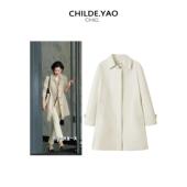 风衣女翻领外套 2025韩系气质宽松抗皱中长款 CHILDEYAO秋季 新款