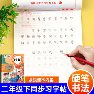 小学二年级下册练字帖人教版语文同步字帖每日一练小学生专用2下描红练字楷书硬笔书法练字本生字临摹习字田字格写字本笔画笔顺册