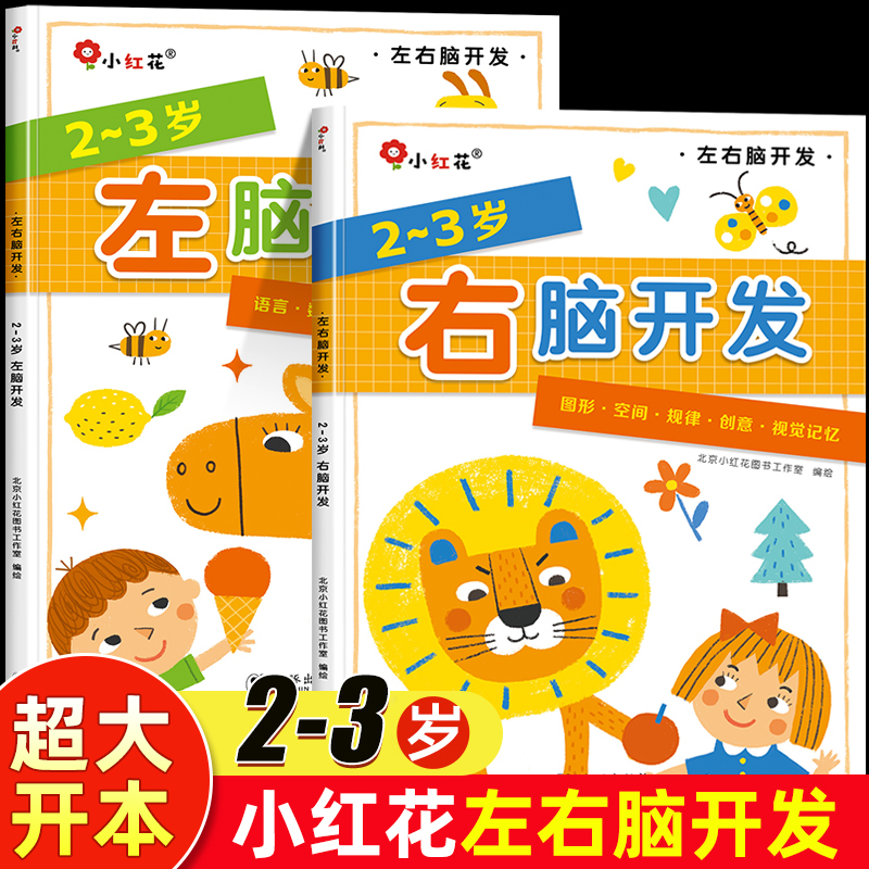邦臣小红花左右脑开发书 2-3岁宝宝左脑右脑全脑开发书籍大脑智力大开发两周岁儿童逻辑思维专注力训练二岁半到三岁幼儿益智游戏书
