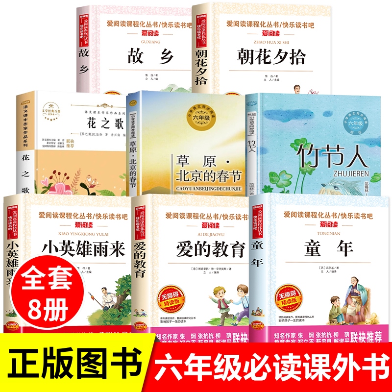 六年级上册必读课外书快乐读书吧童年爱的教育小英雄雨来花之歌草原北京的春节紫藤萝瀑布丁香结竹节人推荐故乡朝花夕拾鲁迅的