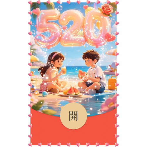 520夏日告白红包封面 海边野餐情侣动态特效微信序列号