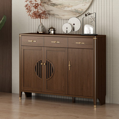 实木鞋柜新中式入户室内玄关柜家用门口大容量楼道外柜子2024新款