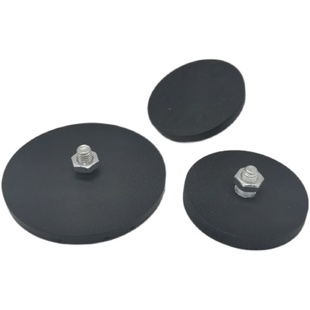 led射灯强磁吸盘磁铁防刮伤圆形车顶带螺丝固定底座稀土强力包胶