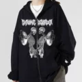 Short Zip Fleece Butterfly Skull