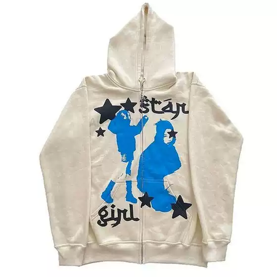 Street Hip-Hop Star Girl Print Black Zipper Hoodie Women 2022 Y2K Harajuku Jacket Sweatshirt Women