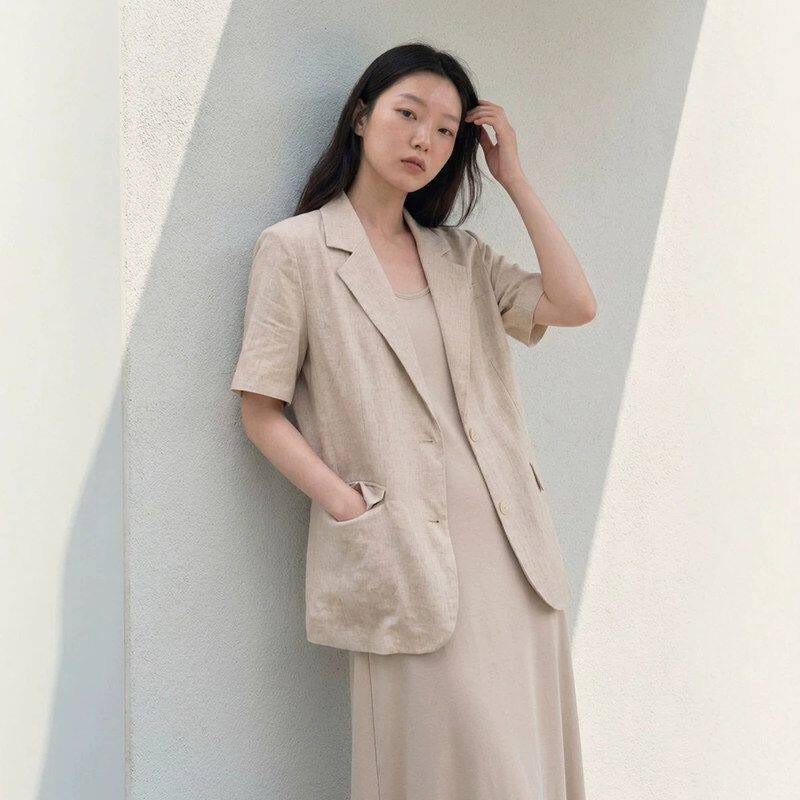 【夏季上新】老钱风亚麻西装外套女XZ250793