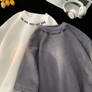 2025夏季新款麂皮绒短袖圆领T恤  星座301D-1-JX1075-P28图片