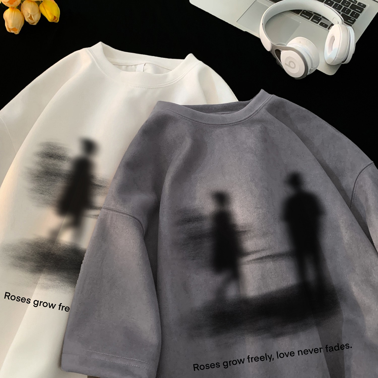 2025夏季新款麂皮绒宽松圆领短袖T恤潮流星座301D-1-JX1061-P28，男装T恤，星座301D-1