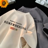 2025夏季新款麂皮绒短袖圆领T恤潮流星座301D-1-JX1250-P28，男装T恤，星座301D-1