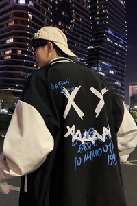 XZ301D-1-JK1008-P75  新款2024恶魔印花宽松棒球夹克潮流图片