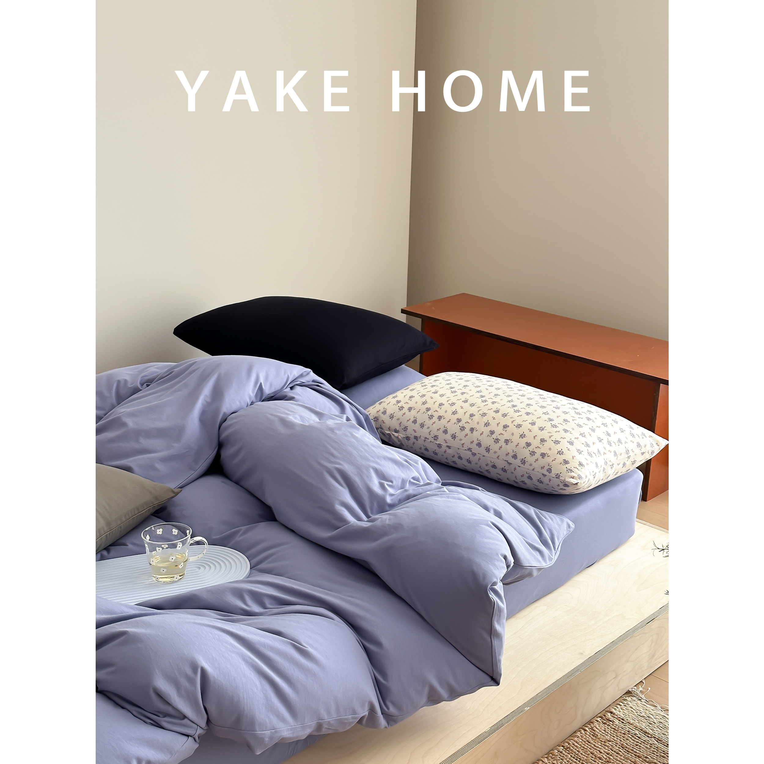 YAKEHOME【莫奈信徒】ins北欧蓝色全棉针织棉四件套纯棉床单被套,床上用品,床品套件/四件套/多件套,淘宝优惠券,粉丝福利购,淘宝优惠卷