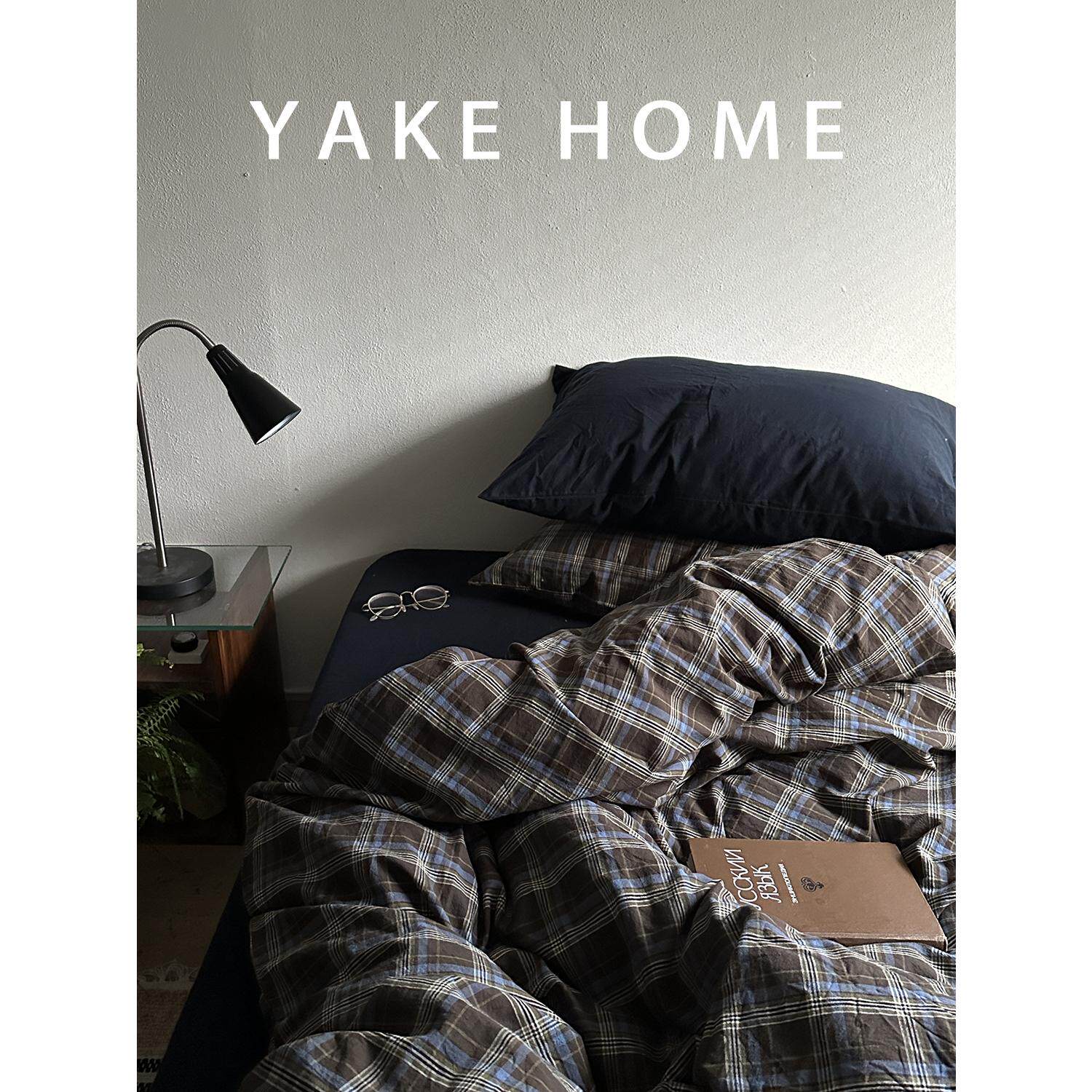 YAKEHOME【筑梦信封】复古格子全棉四件套纯棉水洗棉床单床上被套