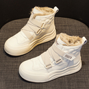 加绒棉鞋女冬2025新款真皮高帮小白鞋厚底休闲运动加厚保暖雪地靴