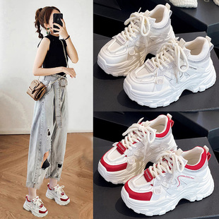 百搭9cm休闲运动女鞋 厚底老爹鞋 网面水钻潮鞋 新款 女2025秋季
