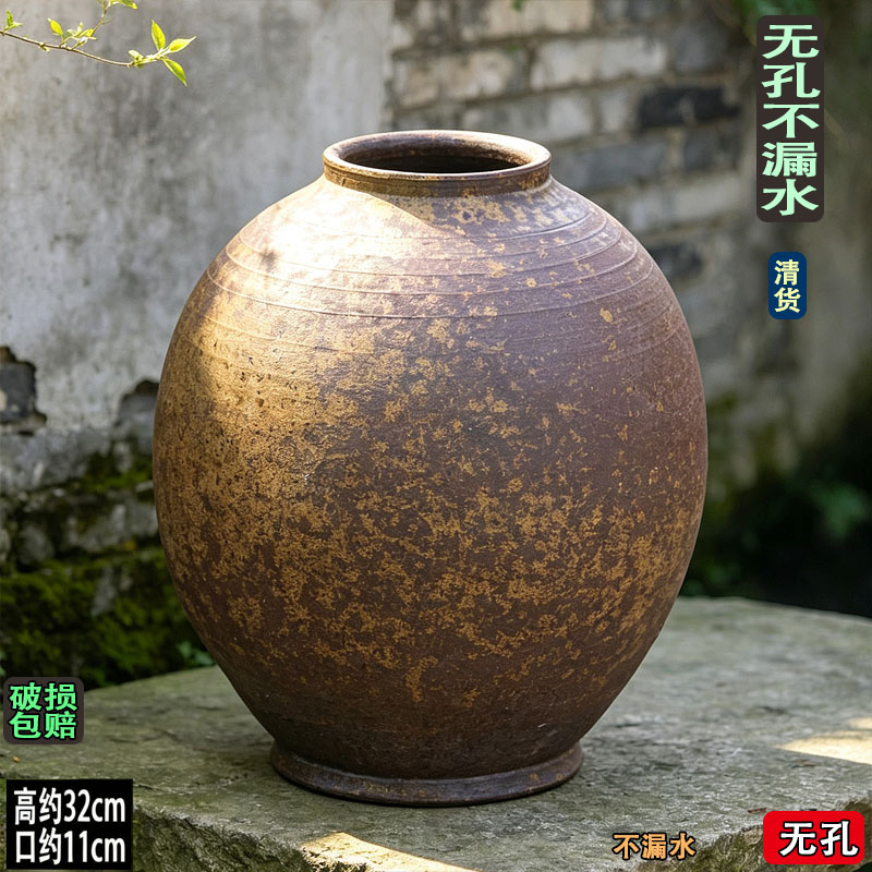扩土无孔水培复古粗陶花瓶