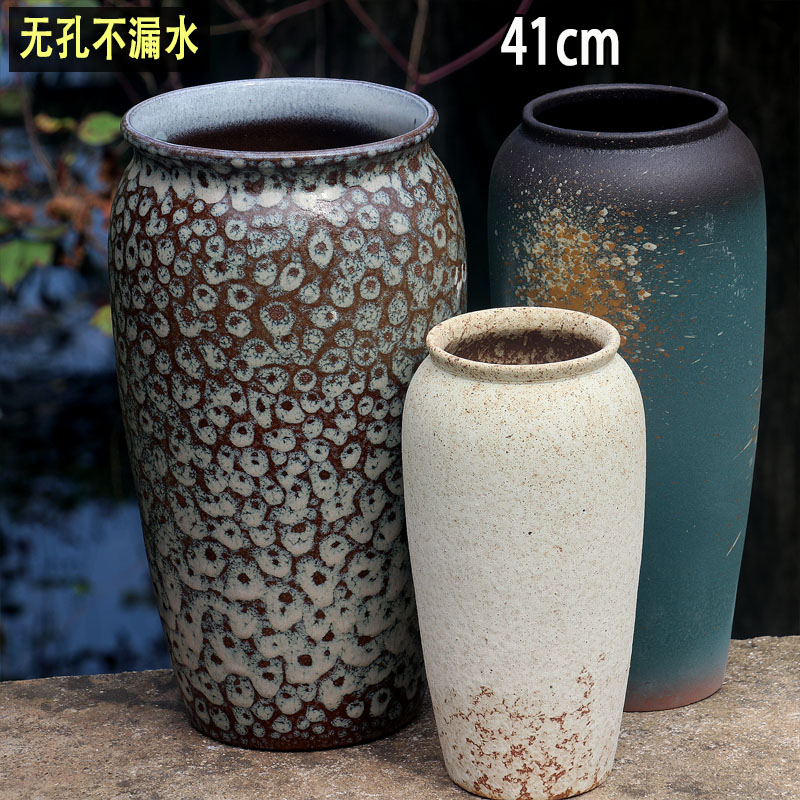 无孔水培花盆花器富贵竹花盆复古陶瓷铜钱草绿萝盆室内老罐子摆件