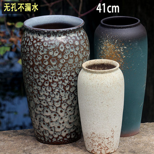 无孔水培花盆花器富贵竹花盆复古陶瓷铜钱草绿萝盆室内老罐子摆件