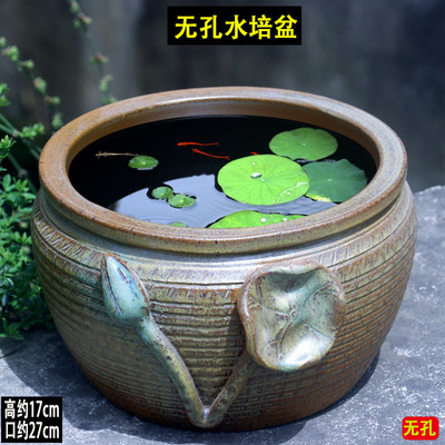 无孔水养花盆水培盆荷花缸铜钱草碗莲盆小号鱼缸水缸桌面缸睡莲盆
