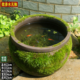 微景观生态鱼缸青苔蕨类无孔渗水鱼缸陶土渗水花盆吸水缸无釉缸