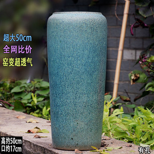 花盆透气粗陶九尾狐悬崖桩陶盆落地陶罐多肉花盆家用高筒盆 特高款