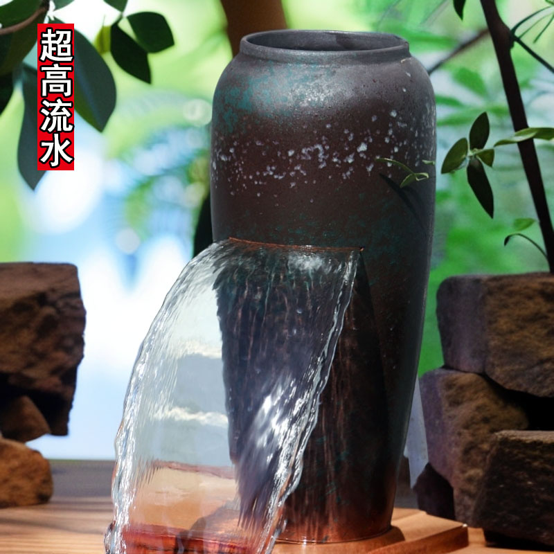 特大号流水罐瀑布循环增氧切割流水养鱼过滤古法缸高筒复古瀑布罐