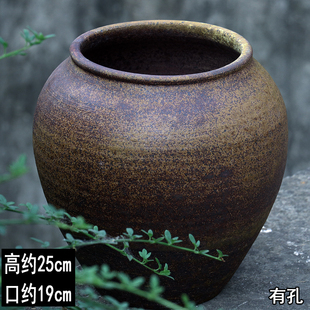 民宿酒店摆件旧坛子老物件粗陶罐流泉枫三角梅陶瓷花盆大号老桩盆