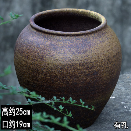 民宿酒店摆件旧坛子老物件粗陶罐流泉枫三角梅陶瓷花盆大号老桩盆