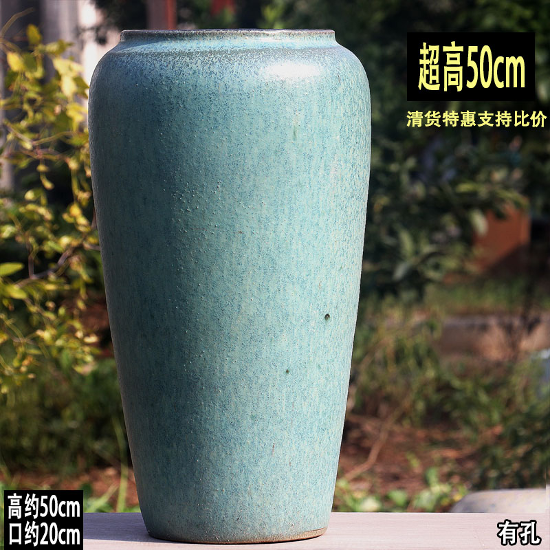 超高陶瓷花盆家用落地陶罐九尾狐花盆悬崖桩高款陶盆高瘦透气粗陶