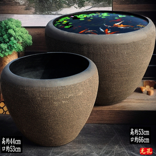 超大古法鱼缸养鱼缸庭院流水瀑布水缸落地锦鲤荷花缸陶瓷乌龟缸大