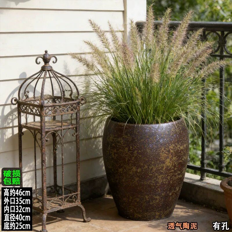 落地园林景观盆超大陶罐透气龙血树桂花树种树陶盆庭院陶罐高陶土
