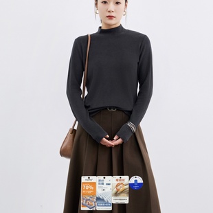 显瘦内搭T恤女 修身 进口澳绒row同面料东丽高士线半高领长袖 打底衫