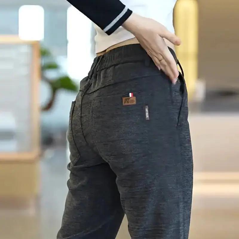 潮流百搭修身秋冬季新款加绒休闲长裤男士直筒裤弹力韩版商务男裤