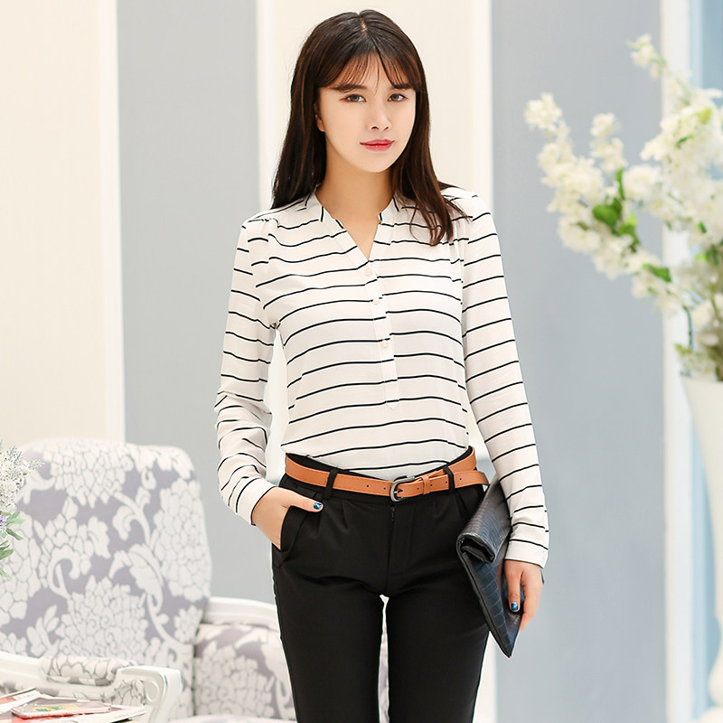 2019 spring clothes new pattern Korean Edition Long sleeve Blouse Lace lace Self cultivation Lotus leaf Blouse Long Sleeve Chiffon shirtin the Women's clothing/Boutique , Shirt  category - from Buy2taobao.com to provide professional Taobao agent buy service