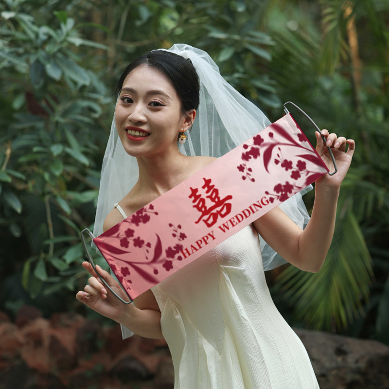 结婚手拉横幅领证跟拍超级出片