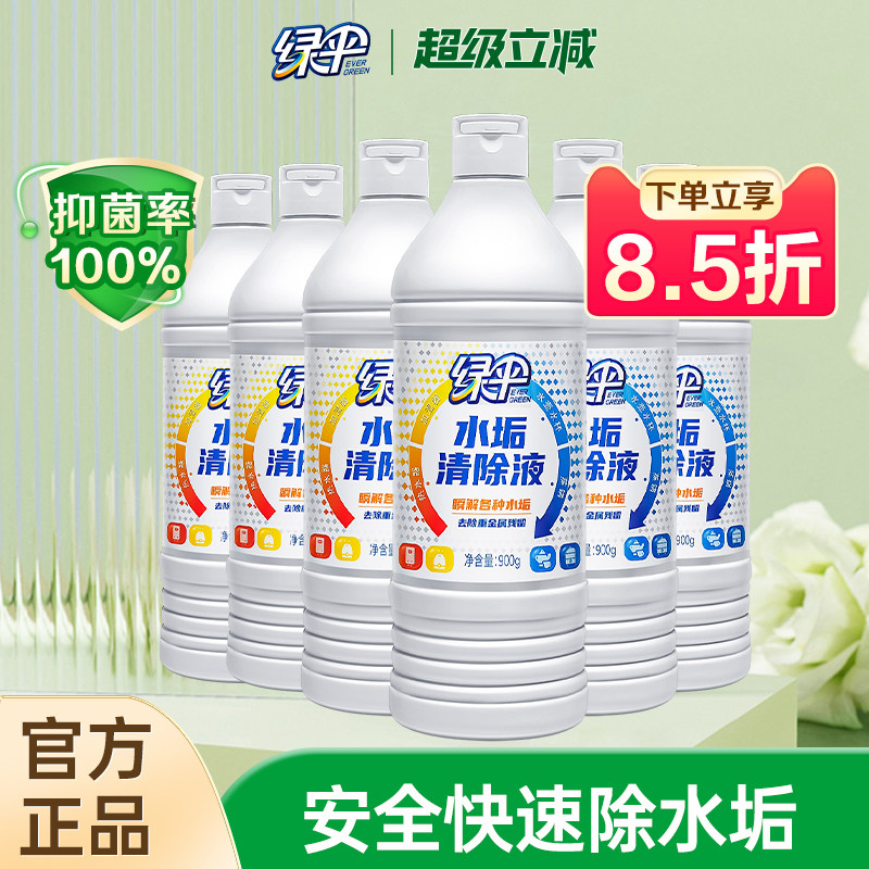 绿伞水垢清除液家用实惠装900g*6瓶热水器水杯烧水壶去水垢清洁剂