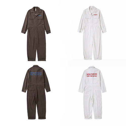 棉麻刺绣机车复古连体工装中性