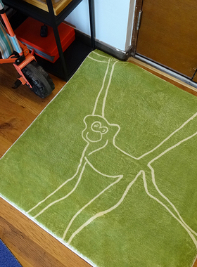 TRIPPY原创设计 极简涂鸦 悠哉小猴子 客厅入门卧室 仿羊绒地毯