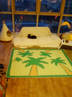 TRIPPY原创 椰子树下 躺在沙滩上 客厅卧室入户地垫 圈绒地毯