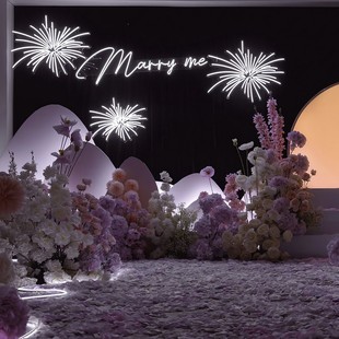 婚庆道具烟花灯婚礼堂布置吊顶装饰婚礼霓虹灯定制婚礼现场布置