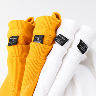 s码 外贸340g重磅倒三角卫衣姜黄纯棉纯色简约复古休闲小码 男装