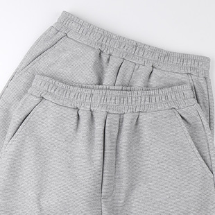 外贸s码重磅华夫格加绒卫裤简约直筒束脚裤春秋冰丝小码男士裤子