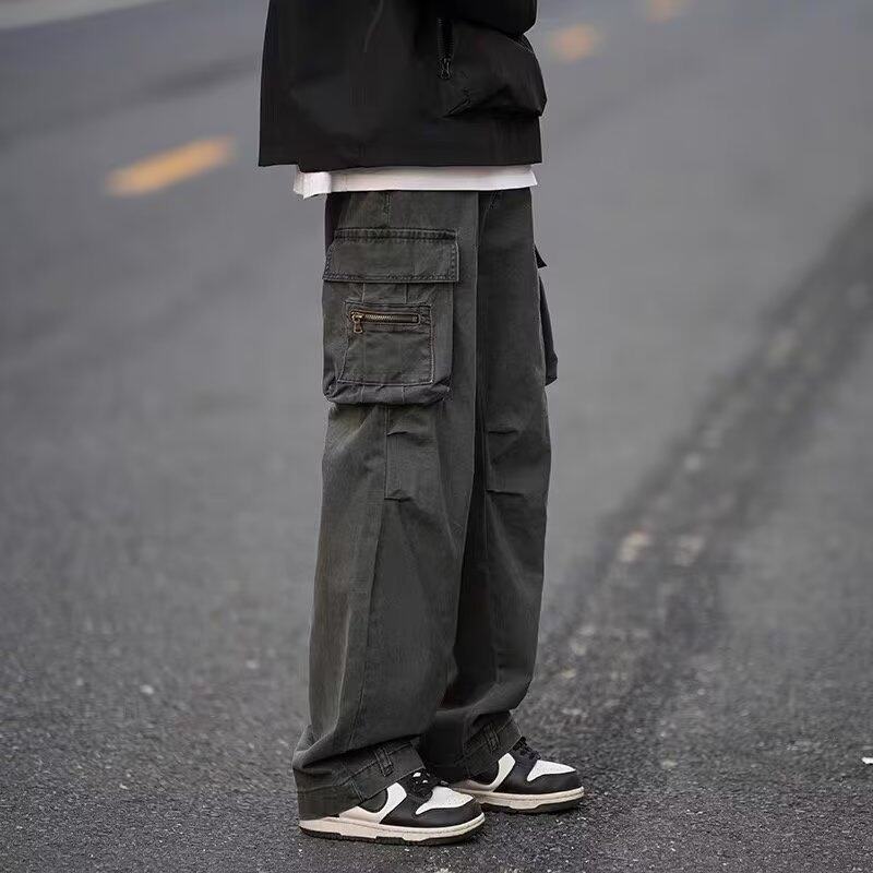 春秋潮牌街头复古工装裤宽松多口袋机能风休闲长裤小码男裤S码