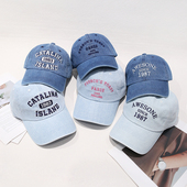 韩国复古美式 棒球帽刺绣字母软顶加深遮阳显脸小牛仔鸭舌帽子女潮