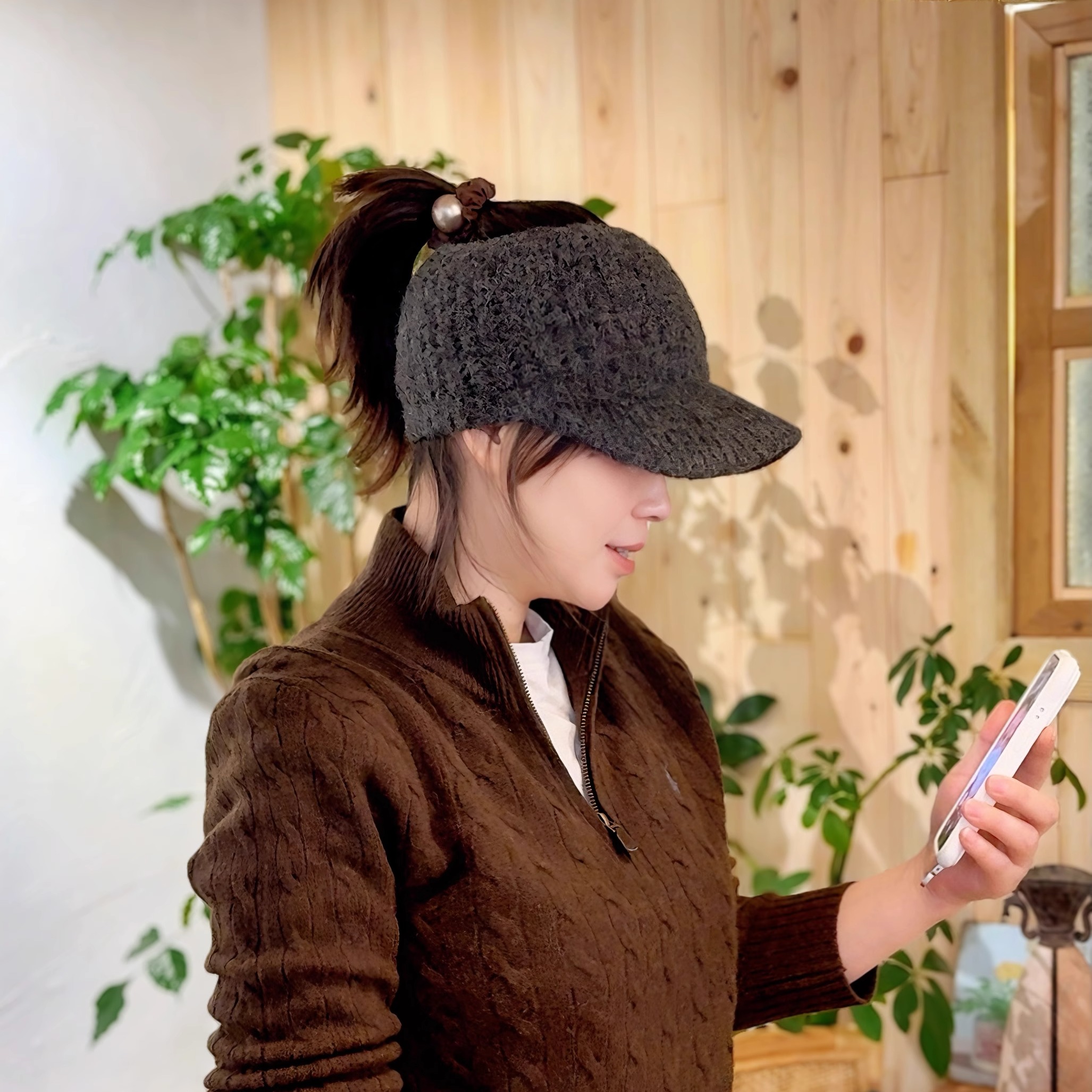 韩国空顶毛线帽女冬保暖针织帽子