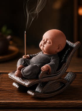 禅意紫砂小和尚茶宠摆件可送礼