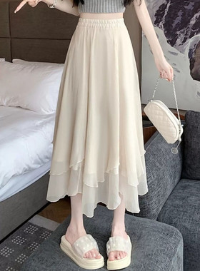 大码女装胖mm夏装半身裙胖妹妹长裙遮肚显瘦网纱裙子高腰a字裙05